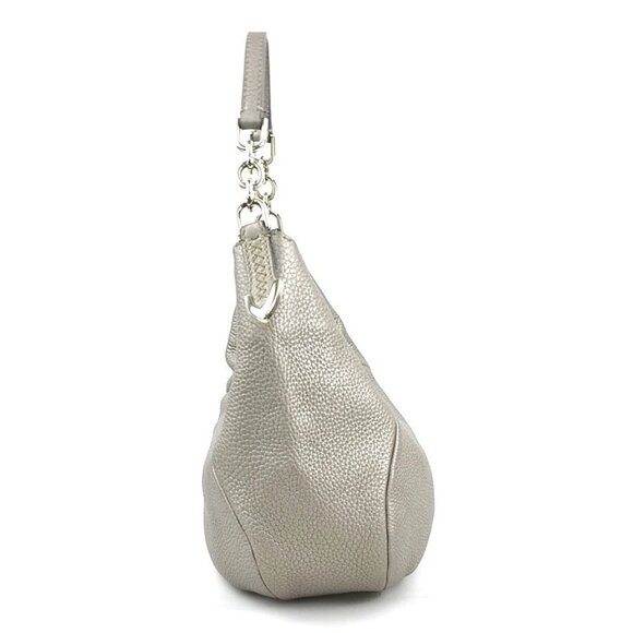 FENDI Selleria Shoulder Bag Gold Gray Leather/Silvertone - Picture 2 of 12